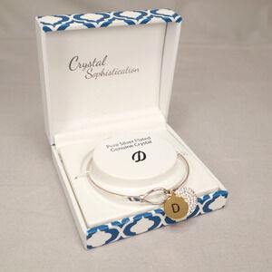 Letter "D" Silver Plated Bracelet Charm Crystal Sophistication Genuine Crystal